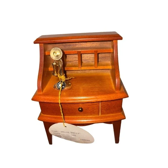 George Good Corp MCM Miniature Mail Desk Wooden Music Box "Hello Dolly" Trinket - Picture 8 of 11